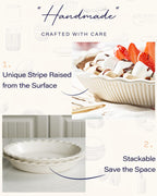 getstar Ceramic Pie Pan, 9 inch Pie Dish for Baking, Non-Stick, Oven & Dishwasher Safe, Farmhouse Decor Quiche Baking Dish, Pie Plate, Deep Dish Pie Pan (Embossed Stripes)