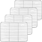 P&P CHEF Baking Cooling Rack Set for Cooking Roasting, 4-Piece Stainless Steel Wire Racks for Oven Use, Healthy & Dishwasher Safe, Rectangle, 9.7 Inch