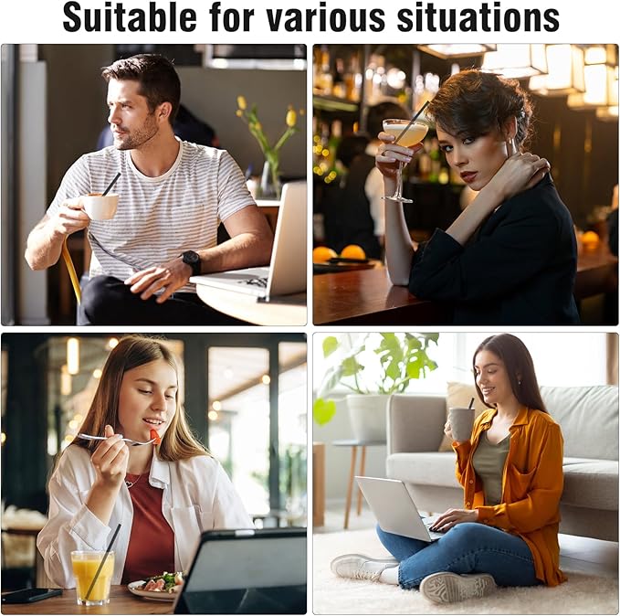 [Individually Wrapped] 600 Pcs Plastic Black Coffee Stirrers - 7 Inch Length 0.23 Inch Diameter Disposable Coffee Stir Sticks Straws for 12 oz 16 oz Cups Bar Cocktail Restaurant Supplies