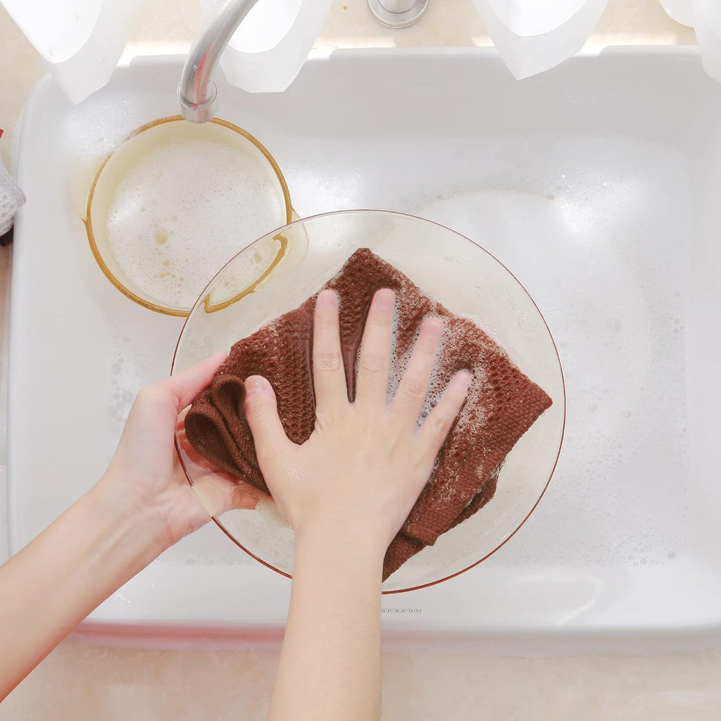 Homaxy 100% Cotton Waffle Weave Kitchen Dish Cloths, Ultra Soft Absorbent Quick Drying Dish Towels, 12 x 12 Inches, 6-Pack, Rust