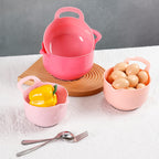 BoxedHome 4 Pack Nesting Mixing Bowl with Pour Spout and Handle, BPA free Microwave & Dishwasher Safe(Pink Gradient, 4 Pack with Handle)