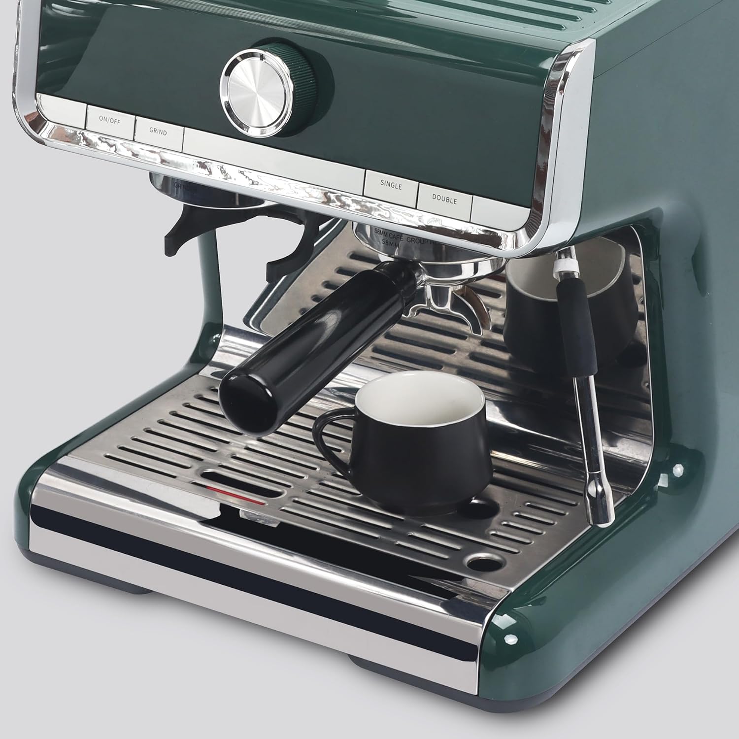 Lareina 3-Ounce Porcelain Espresso Cups Set of 6, Stackable Coffee Cups with Saucers, Spoons and Metal Stand, Ceramic Demitasse Mugs, Espresso Accessories for Machine, Black