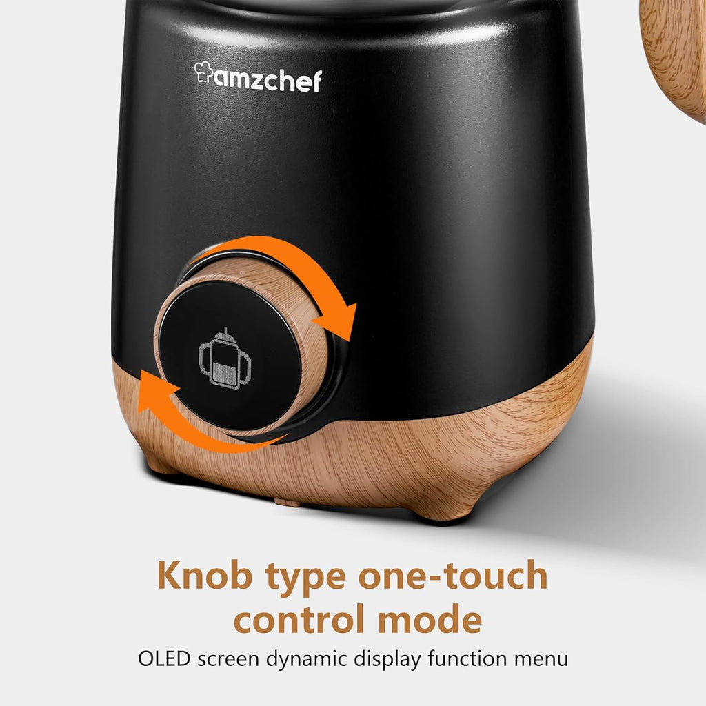 AMZCHEF 8-IN-1 Milk Frother and Steamer 550 Watts, 21 oz Split Stainless Steel Automatic Steamer, Milk's Warmer for Latte, Cappuccino, Hot and Cold Froth, Heated Milk, Hot Chocolate, Baby Food silver