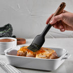 STAUB Pastry Brush, Perfect for Evenly Glazing Pastries and Basting Meats, Durable BPA-Free Matte Black Silicone, Acacia Wood Handles, Safe for Nonstick Cooking Surfaces