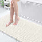 Arotive Luxury Chenille Bathroom Rug Mat, Extra Soft Thick Absorbent Shaggy Bath Rugs, Non-Slip Machine Wash Dry, Plush Bath Mats for Bathroom, Shower and Tub, 70x24, Ivory