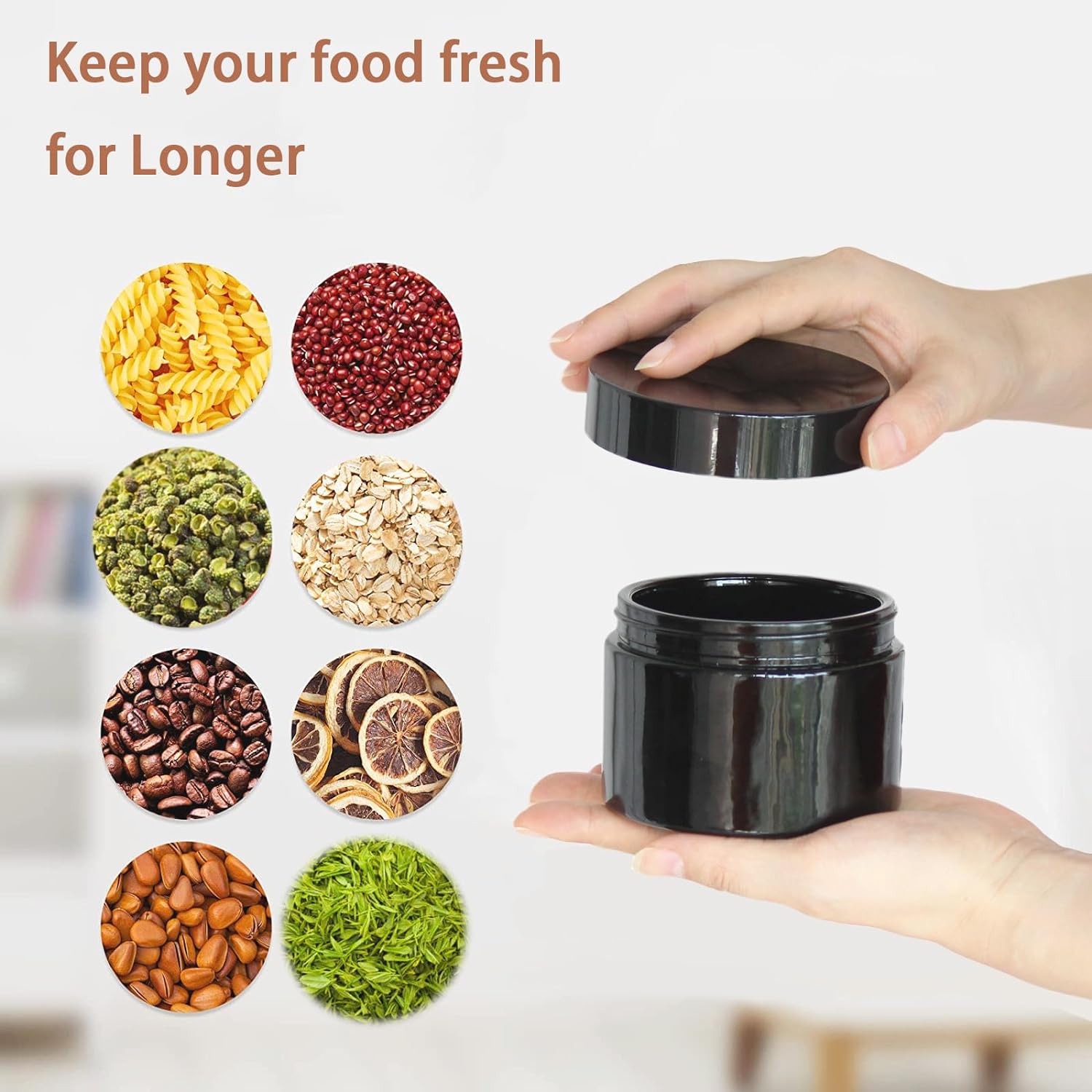 Black Glass Storage Jar 250ml Wide Mouth Airtight UV Protection Container for Spice Coffee