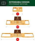 ROYAL CRAFT WOOD Premium Foldable Bathtub Tray Caddy - Wood Bath Tray for Tub, Bamboo Shelf, Expandable Bath Table Trays, Bathtub & Bathroom Accessories for New Home & Mothers, Birthday Gifts for Mom