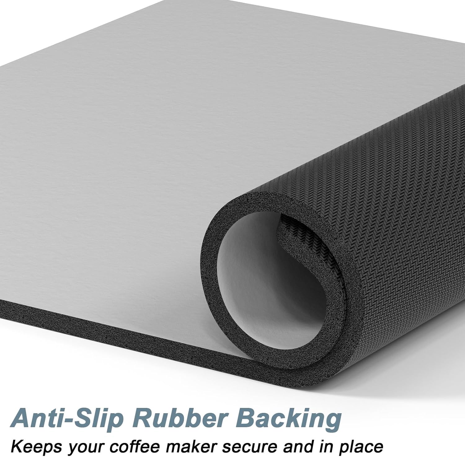 Rnivvi Coffee Mat, 16" x 24" Coffee Bar Mats for Espresso Machine Station Accessories and Organizer, Hide Stain Rubber Backed Absorbent Dish Drying Pad for Kitchen Counter, Cute Bar Decor Pad, Gray