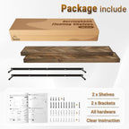 48" Rustic Farmhouse Floating Shelves – Set of 2 Acacia Wood Shelves for Stylish Wall Decor in Kitchen, Bathroom, Unique Chevron Pattern, Dark Walnut Color, 48x8x1.5 Inches - Set of 2 - DIY