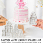 KALAIEN Castle Silicone Mold,3Pcs/Set Castle Cake Fondant Molds,Princess Chocolate Molds Castle Silicone Mirror Mould for Cake Decorating, FTM5036