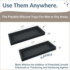 Countertop and Vanity Tray - 2 PC Small 7.7" Silicone Bathroom Trays, Kitchen Soap Tray, Dish Sponge Soap Holder Kitchen Sink Organizer Caddy, Bathroom Counter Trays for Lotion Dispenser