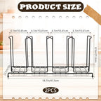 Maxdot 2 Pcs Coffee Cup Organizers 23 x 5 x 8.5 Inch Wire Rack Coffee Cup and Lid Holder Black Iron Lid Dispenser Countertops Organizer for Kitchen Storage Essentials (4 Section)