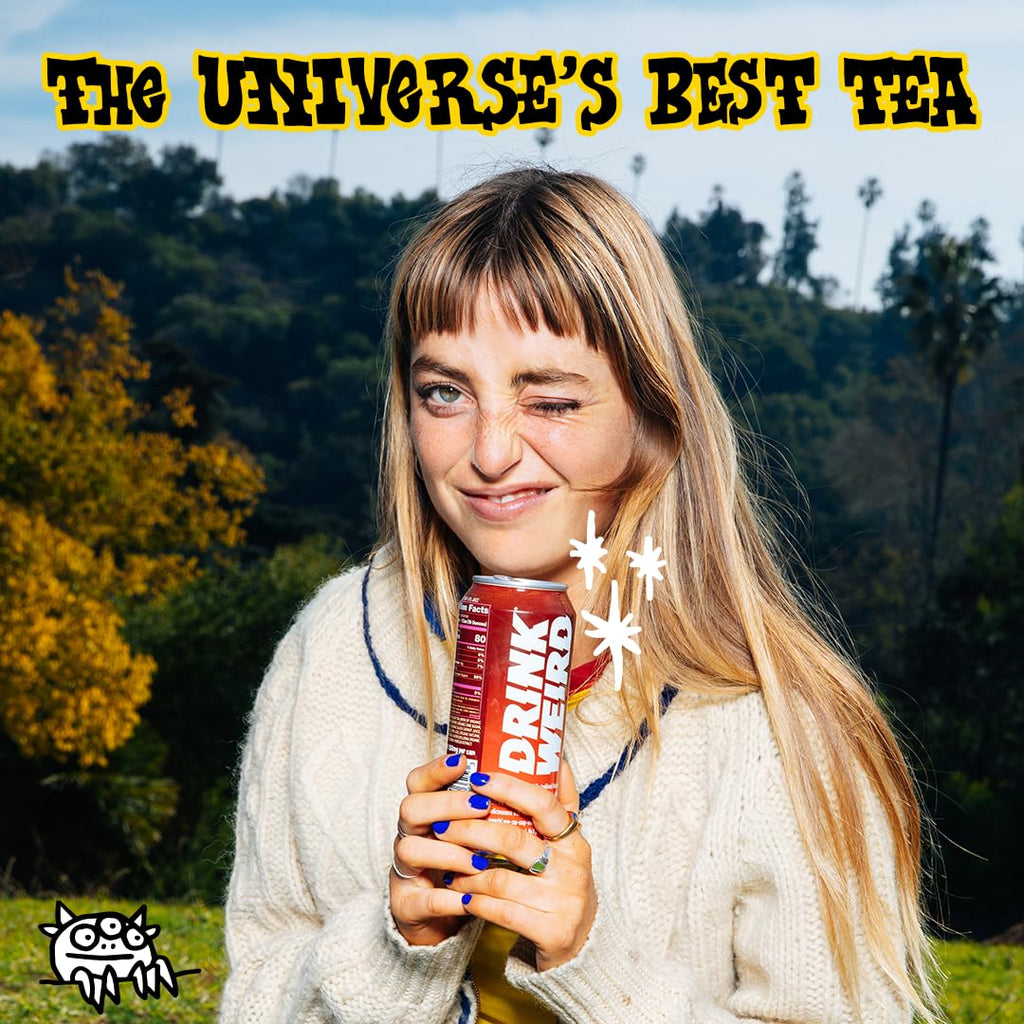 Drink Weird Organic Agua de Jamaica Hibiscus Black Tea – 16oz Cans, 160mg Organic Caffeine, Pack of 12 – Bold & Refreshing Energy Drink Alternative