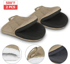 1 Pair Short Oven Mitts, Heat Resistant Silicone Kitchen Mini Oven Mitts for 500 Degrees, Non-Slip Grip Surfaces and Hanging Loop Gloves, Baking Grilling Barbecue Microwave Machine Washable