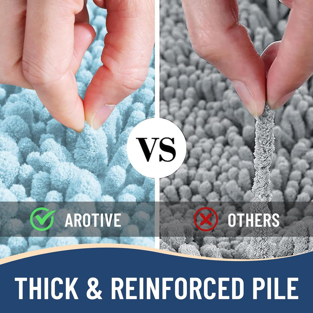 Arotive Luxury Chenille Bathroom Rug Mat, Extra Soft Thick Absorbent Shaggy Bath Rugs, Non-Slip Machine Wash Dry, Plush Bath Mats for Bathroom, Shower and Tub, 30x20, Blue