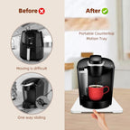 360° Rolling Tray Bamboo Appliance Slider for Kitchen Appliances, Coffee Maker Mat Tray for Countertops Sliding Tray for Coffee Maker Appliances Mat Easily from Under The Cabinet White 11.6×13.9