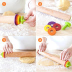 Rolling Pin with Thickness Rings for Baking,Fondant, Pizza, Pie Crust, Cookie, Pastry, Roller Rod for Dough Thickness, 13.6" Adjustable Wood Rolling Pin with 4 Thickness Rings and Wooden Stand