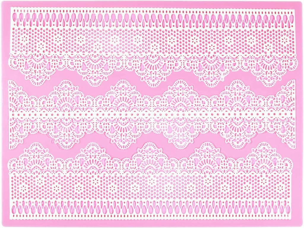 Embossing Lace Fondant Molds, Multi Circle Flowers Lace Mat Wedding Cake Decoration Tool, Silicone Lace Mat Mold for Cakes