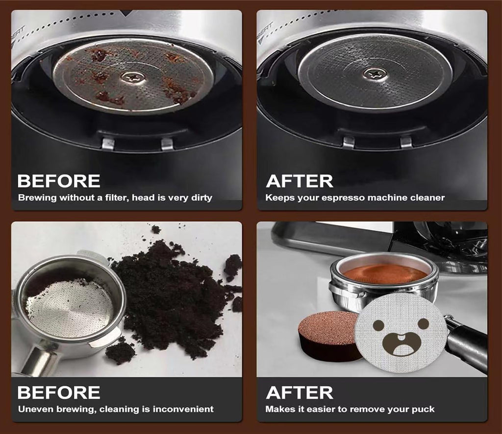 58.5mm Espresso Puck Screen, Lower Shower Screen, Metal Coffee Reusable Filter for 58mm Espresso Portafilter Basket, 1.7 Thickness(Mustache)