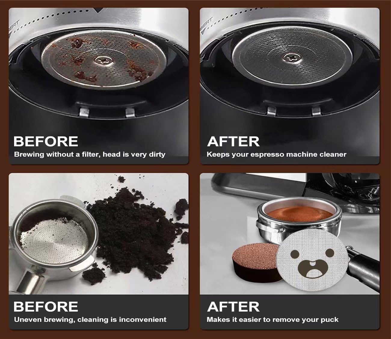 58.5mm Espresso Puck Screen, Lower Shower Screen, Metal Coffee Reusable Filter for 58mm Espresso Portafilter Basket, 1.7 Thickness(Mustache)