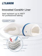 LANON Liquid Silicone Gloves, Heat Resistant Oven Gloves with Fingers, Food Grade, Waterproof, White, Large