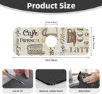 2Pcs Dish Drying Mats Faucet Mats Sets Large Size Coffee Mats Sink Faucet Mat Splash Guard for Kitchen Counter Bathroom Sink Coffee Bar Kitchen Decor (Retro Coffee, 18"x24" 15" x 5.5"Set)