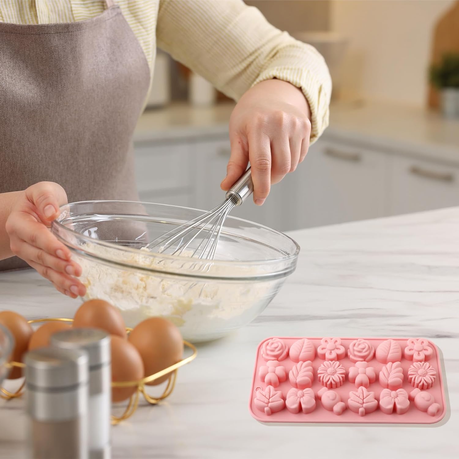 2Pcs Silicone Flower Molds for Cakes, Cupcakes, Chocolate, Candy, Sugar Craft, and Resin Crafts - Pink Flower Mold Set(Pink)