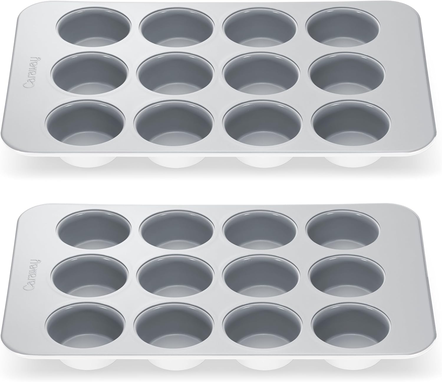 Caraway Non-Stick Ceramic 12-Cup Muffin Pan Duo - Naturally Slick Ceramic Coating - Non-Toxic, PTFE & PFOA Free - Perfect for Cupcakes, Muffins, and More - White