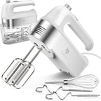 Hand Mixer Electric, 450W Kitchen Mixers with Scale Cup Storage Case, Turbo Boost/Self-Control Speed + 5 Speed + Eject Button + 5 Stainless Steel Accessories, For Easy Whipping Dough,Cream,Cake