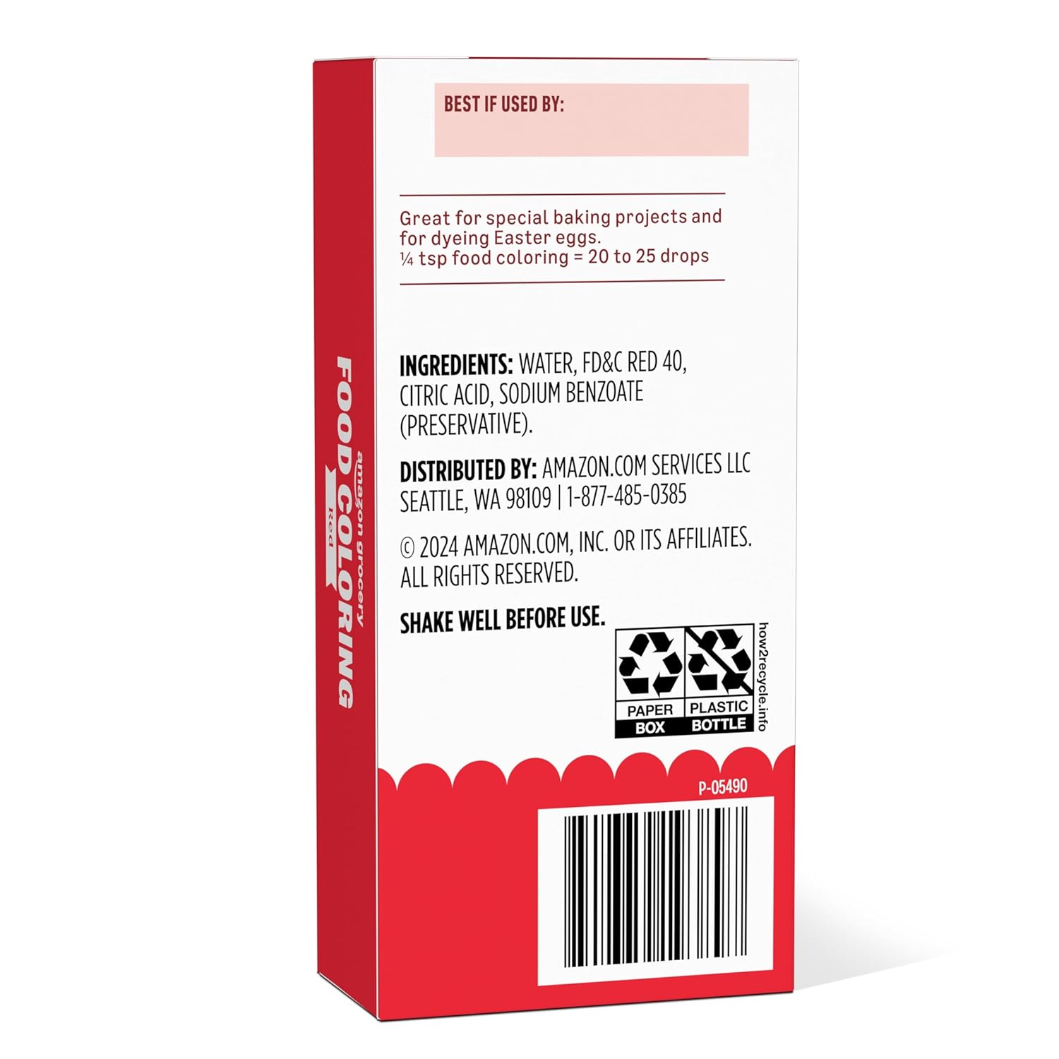 Amazon Grocery, Red Food Coloring, 1 Fl Oz (Previously Amazon Fresh, Packaging May Vary)