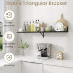 Dreamland Floating Shelves for Wall, 12 Inch Deep Floating Shelves Set of 2, 55W x 12D Large Wall Shelf with Sturdy Metal Brackets for Living Room, Bathroom, Bedroom and Kitchen, Black