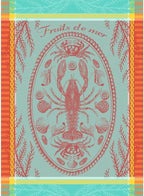 Garnier Thiebaut Maree Basse Lagon (Low Water Lagoon) French Kitchen Towel 22"x30", Cotton, Jacquard