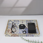 Spsyrine Bathroom Vanity Tray with Handles for Dresser Tops, Countertop, Perfume Decorative Tray, 11.8” * 7.87” *1.37” C1