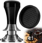 Newest 51mm Espresso Coffee Tamper Adjustable Height with Scale, 30lbs Springs Tamping Strength, Stainless Steel Flat Base, with Mat