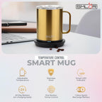 SMLDR Pro Heated Mug, 14 oz Smart Mug, Self-Heating, Adjustable Temperature, Battery Powered, Great for Coffee & Tea, Excellent Gift (Gold)