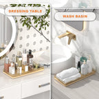 Oak Bathroom Toilet Tank Tray, 13" Wood Back of Toilet Paper Storage Tank Topper Basket, Vanity Tray for Perfume Makeup Candle Toiletry Organizer for Kitchen Coffee Table Natural Tray Decor