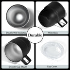 4oz Espresso Cup Set of 2, Insulated Espresso Mug With Lid and Straw, Espresso Shot Glasses with Handle, Double Walled Stainless Steel Small Expresso Shots Cup for Coffee