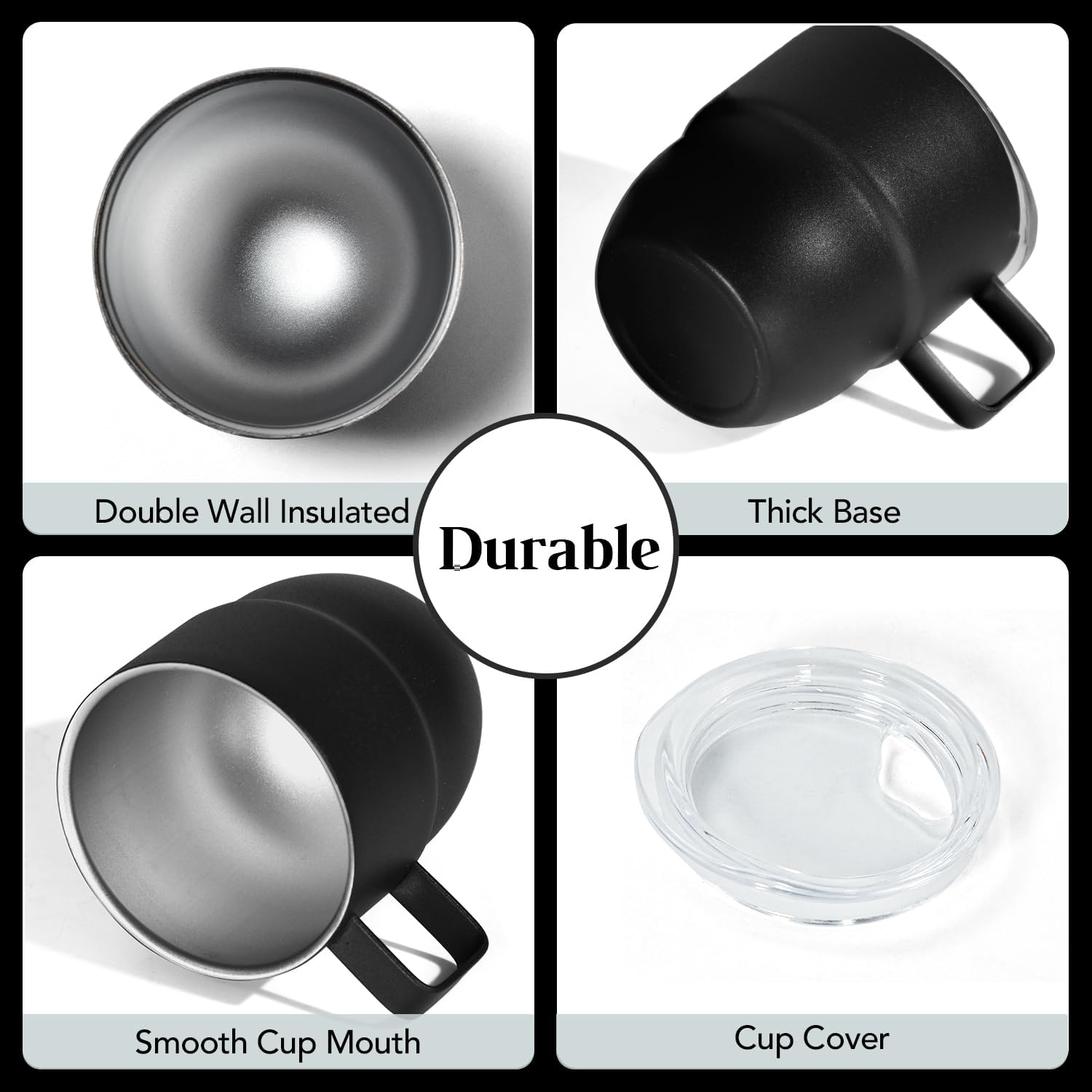 4oz Espresso Cup Set of 2, Insulated Espresso Mug With Lid and Straw, Espresso Shot Glasses with Handle, Double Walled Stainless Steel Small Expresso Shots Cup for Coffee