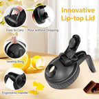 Mason Jar Pitcher, 32 OZ 2 Pack Glass Pitcher with Lid Double Leak-proof with Handle Water Jug Wide Mouth Breast Milk Pitcher Fridge Container for Water, Juice, Iced Coffee, Tea, Juice - Black+Grey