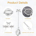 Tea Infusers for Loose Tea 3 Sets Tea Infuser Loose Leaf Tea Steeper Tea Stainless Steel Ball Mesh Tea Strainer Filters with Crtstal Pendant (Animal 4)