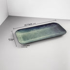 Serving Platters Set of 4, Rectangular Serving Plates, Serving Trays for Entertaining Party, Microwave,Oven,Dishwasher Safe,Kitchen Dinnerware, Blue reactive glaze 12.7 Inch