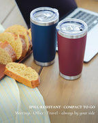 Travel Coffee Tumbler 20oz, 1 Pack Leakproof Travel Coffee Mug with Lid and Straw, Stainless Steel Double Wall Vacuum Insulated Tumbler for Hot/Iced Drinks (Textured Matte, Lilac Pink)