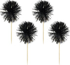 Gyufise 30Pcs Foil Firework Cupcake Toppers Sparkle Tinsel Cake Toppers Tinsel Drink Cake Decoration Cocktail Picks for Birthday Wedding Graduation Party Supplies Black