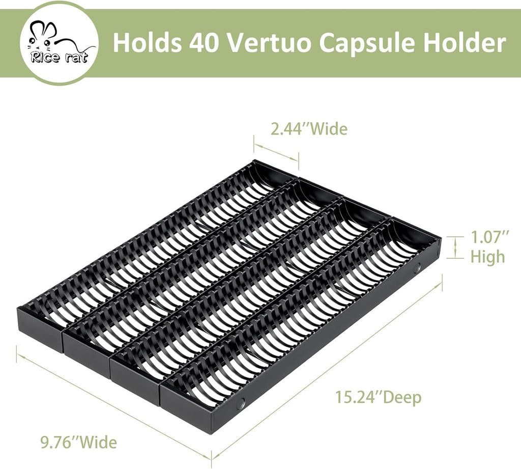 Rice rat Coffee Pod Holder Drawer Organizer Insert for Counter,Nespresso Pod Holder DIY Magnetic Connect Black Metal(4 Packs)