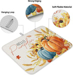 Fall Dish Drying Mat for Kitchen Counter Hello Pumpkin Drying Pad Absorbent Drying Mats for Countertops Sinks Draining Racks Sunflower Ears of Wheat Drainer Holiday Harvest Thanksgiving Decor 16x18