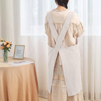 Soft Cotton Linen Apron for Women - Non-tie Cross Back Apron with Pockets, Great for Florist and Kitchen