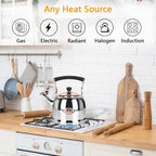 Tea Kettle Stainless Steel Teapot, Stainless Steel Teakettle for Stove Top with Heat Proof Ergonomic Handle 3.0 Quart