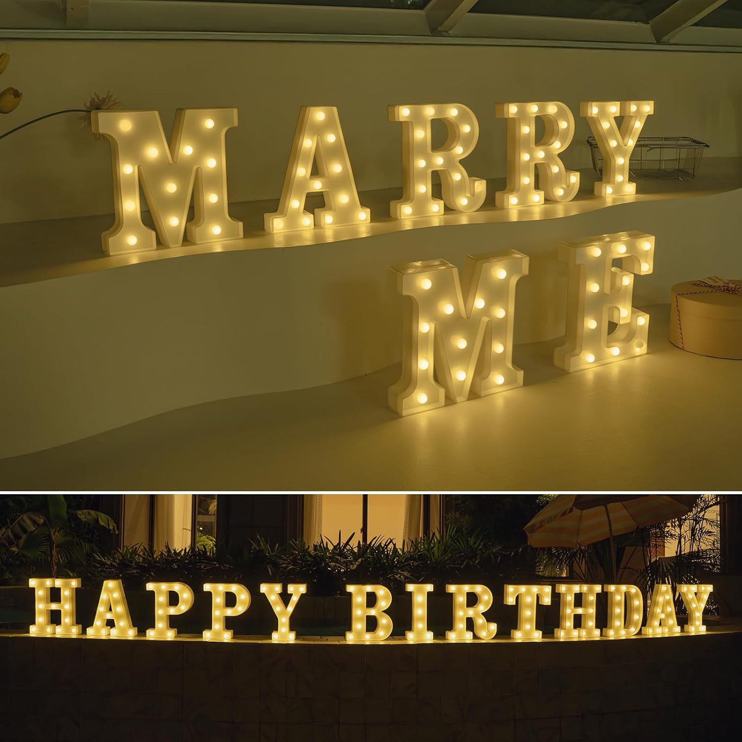 Foaky LED Letter Lights Sign Marquee Light Up Letters Sign for Night Light Wedding/Birthday Party Battery Powered Christmas Lamp Home Bar Decoration(B)