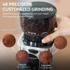 Conical Burr Coffee Grinder Electric with Electronic Timer, Anti-Static, Coffee Grinders for Home Use, Adjustable Conical Burr Mill with 48 Precise Settings for Espersso/Drip/French Press