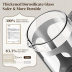 Veken French Press Coffee Maker 34oz 1 L, No Plastic Touching Cafe, Heat Resistant Thickened Borosilicate Glass, Stainless Steel Brewer, Cold Brew Cafetera Teapot for Kitchen Travel Camping, Silver